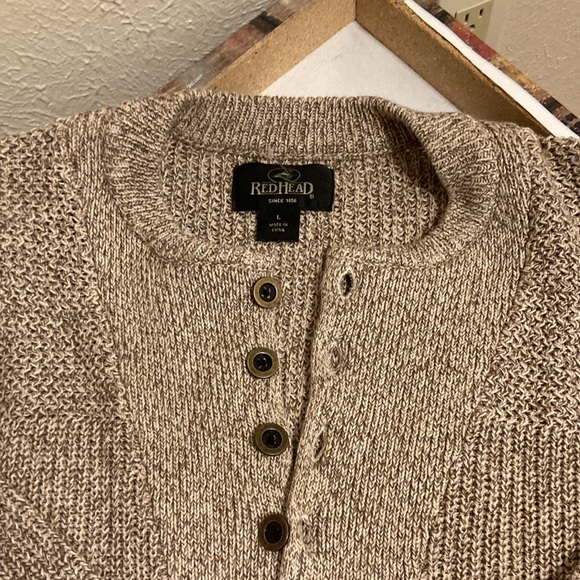 REDHEAD 1/4 Button Zip Henley Cotton Blend Pullover Fisherman Sweater Men’s L - Picture 16 of 16